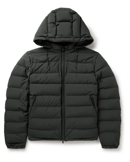 Z Zegna Stratos Leather-Trimmed Quilted Shell Hooded Down Jacket