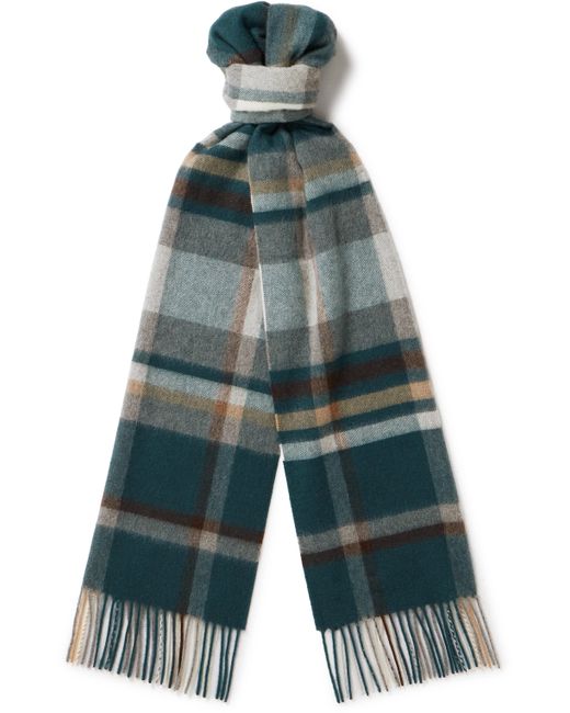 Johnstons of Elgin Fringed Checked Cashmere Scarf