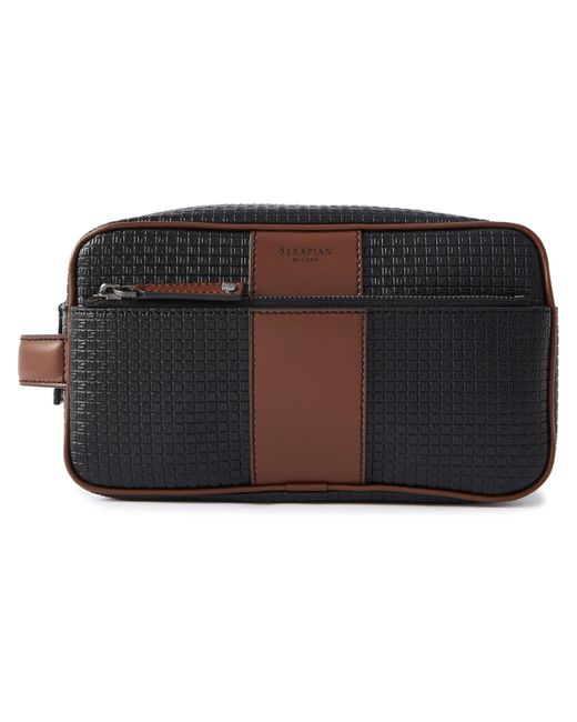 Serapian Leather-Trimmed Logo-Embossed Coated-Canvas Wash Bag