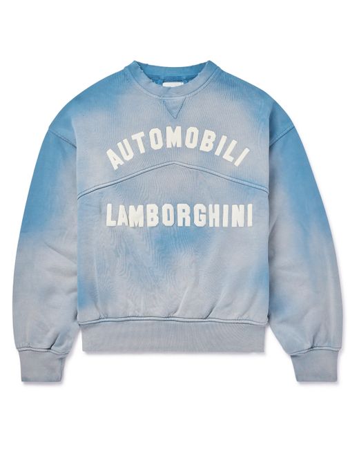 Rhude Lamborghini Logo-Print Distressed Cotton-Jersey Sweatshirt