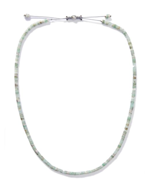 M Cohen Tucson Sterling Silver Chrysoprase and Cord Necklace
