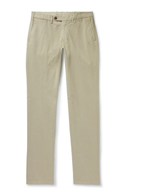 Canali Slim-Fit Straight-Leg Garment-Dyed Cotton-Blend Twill Trousers
