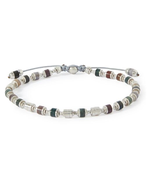 M Cohen Saguaro Sterling Silver Agate and Cord Beaded Bracelet