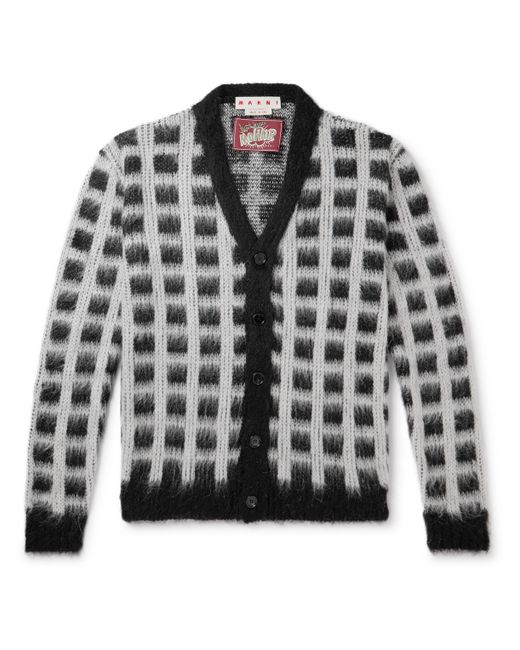 Marni Checked Brushed Knitted Cardigan