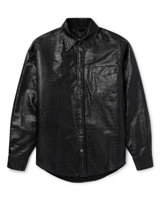 4Sdesigns Croc-Effect Faux Leather Overshirt