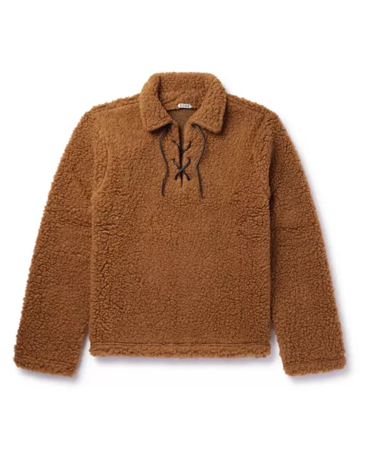 Bode Tie-Detailed Wool-Blend Fleece Sweater