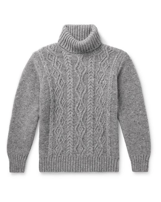 Inis Meáin Cable-Knit Donegal Merino Wool and Cashmere-Blend Rollneck Sweater