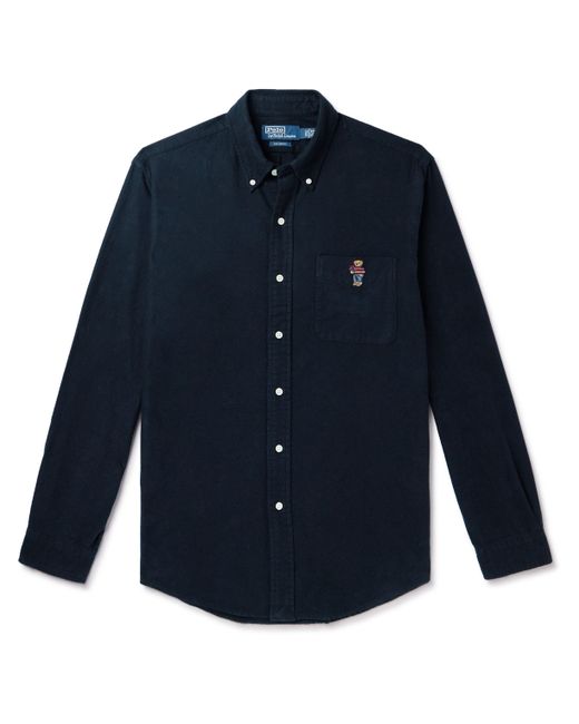 Polo Ralph Lauren Button-Down Collar Logo-Embroidered Cotton-Flannel Shirt