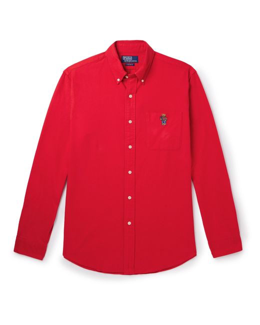 Polo Ralph Lauren Button-Down Collar Logo-Embroidered Cotton-Flannel Shirt