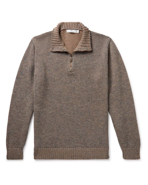 Inis Meáin Alpaca Merino Wool Cashmere and Silk-Blend Half-Zip Sweater