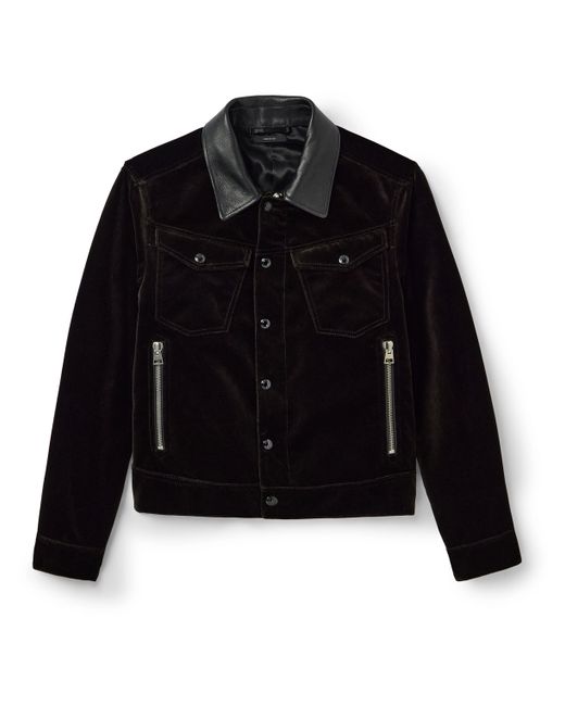 Tom Ford Leather-Trimmed Cotton-Velvet Trucker Jacket