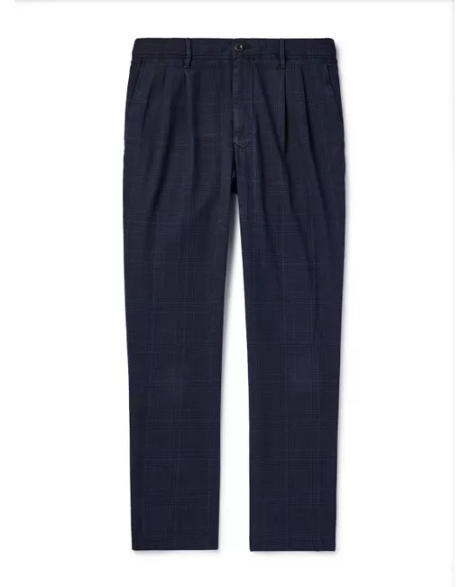 Incotex Straight-Leg Pleated Prince of Wales Checked Cotton-Blend Trousers UK/US 28