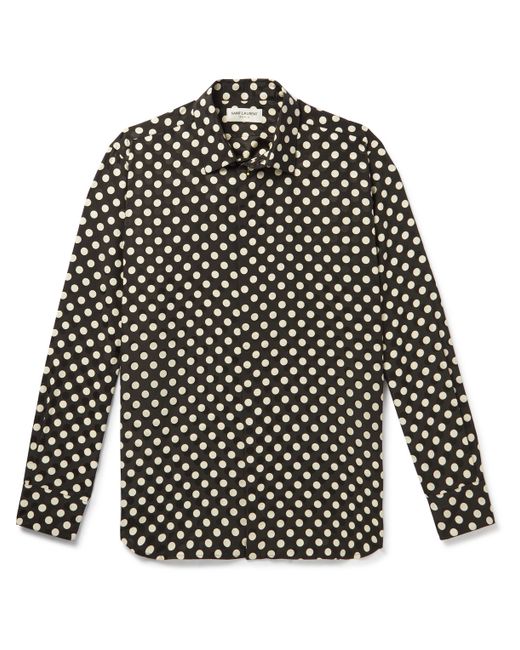 Saint Laurent Polka-Dot Silk-Jacquard Shirt