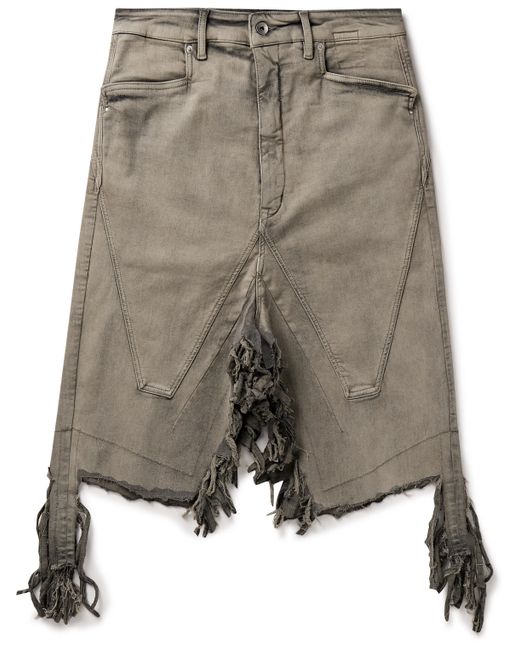 Rick Owens DRKSHDW Distressed Frayed Denim Skirt UK/US 32
