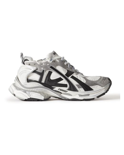 Balenciaga Runner Distressed Nylon Suede and Rubber Sneakers