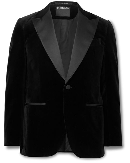 Z Zegna Slim-Fit Satin-Trimmed Cotton-Velvet Tuxedo Jacket