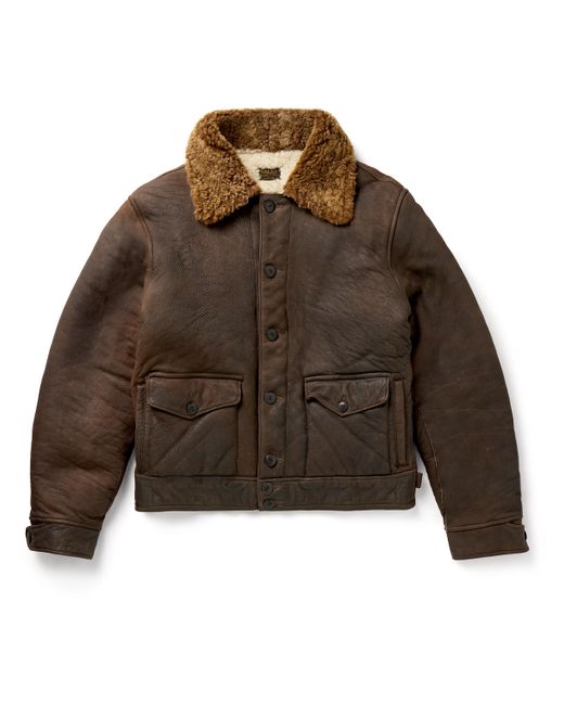 Rrl Peyton Shearling-Trimmed Leather Jacket