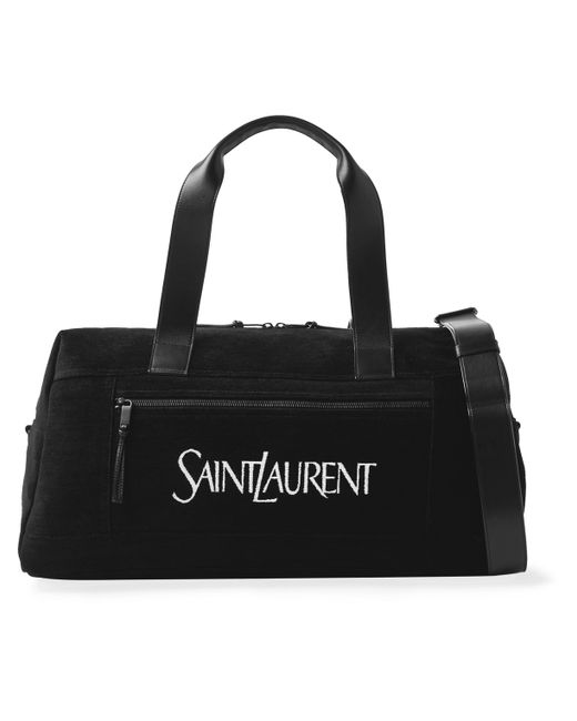 Saint Laurent Leather-Trimmed Logo-Print Suede Duffle Bag
