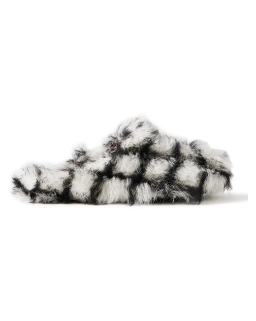 Marni Fussbett Sabot Checked Shearling Slippers