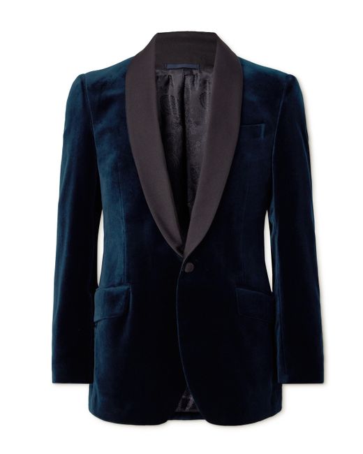 Favourbrook Shawl-Collar Twill-Trimmed Cotton-Velvet Tuxedo Jacket UK/US 36