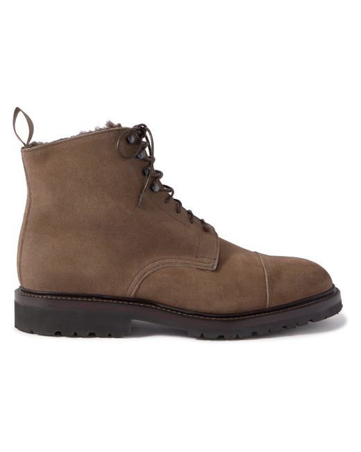 George Cleverley Taron 2 Shearling-Lined Leather-Trimmed Waxed-Suede Boots