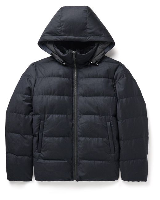 Yves Salomon Shearling-Trimmed Quilted Virgin Wool and Silk-Blend Hooded Down Coat