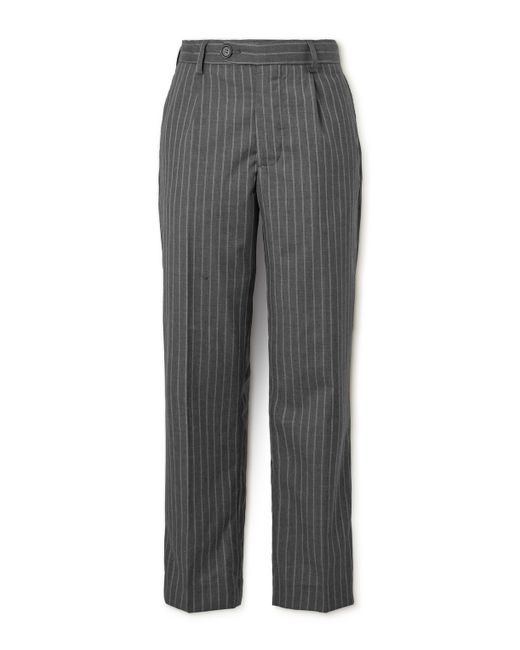 mfpen Formal Straight-Leg Pleated Pinstriped Wool Suit Trousers