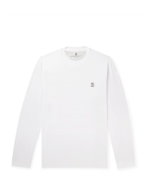 Brunello Cucinelli Logo-Embroidered Cotton-Jersey T-Shirt
