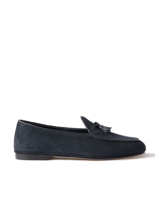 Rubinacci Marphy Tasselled Leather-Trimmed Velour Loafers