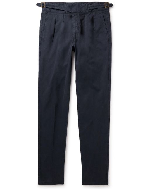 Rubinacci Manny Tapered Pleated Cotton-Twill Trousers