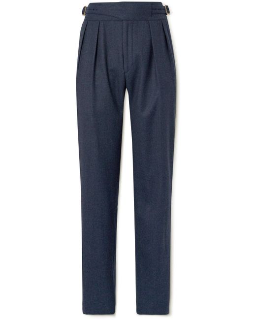 Rubinacci Straight-Leg Pleated Wool-Flannel Suit Trousers