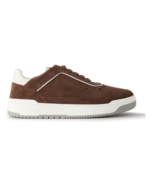 Brunello Cucinelli Suede-Trimmed Perforated Leather Sneakers
