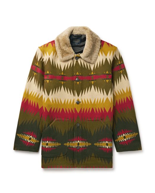 Pendleton Brownsville Faux Shearling-Trimmed Wool and Cotton-Blend Jacquard Coat