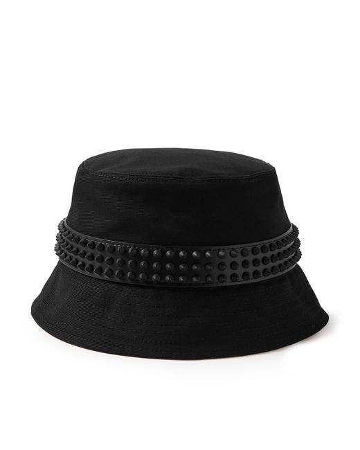 Christian Louboutin Bobino Spikes Leather-Trimmed Cotton-Canvas Bucket Hat