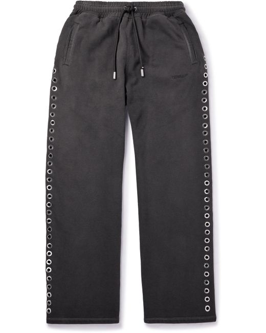 Off-White Straight-Leg Embroidered Embellished Cotton-Jersey Sweatpants