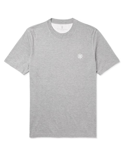 Brunello Cucinelli Logo-Print Silk and Cotton-Blend Jersey T-Shirt