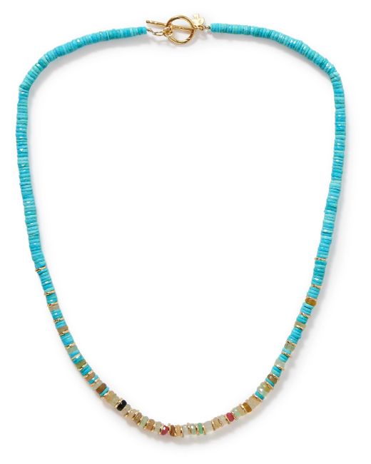 Peyote Bird Sotogrande Gold-Plated Turquoise and Chalcedony Necklace