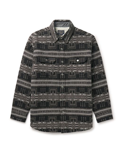 Pendleton Faux Shearling-Lined Cotton-Jacquard Overshirt