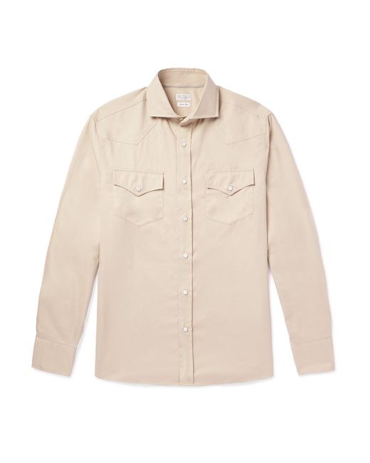 Brunello Cucinelli Brushed Cotton-Twill Western Shirt