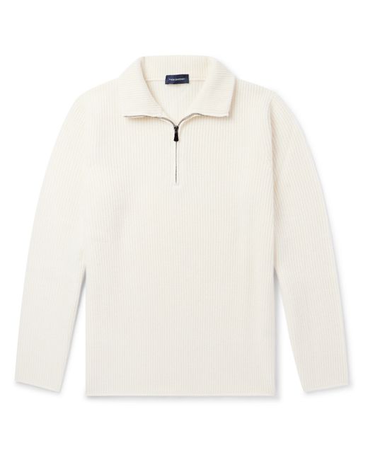 Thom Sweeney Ribbed Wool and Cashmere-Blend Half-Zip Sweater