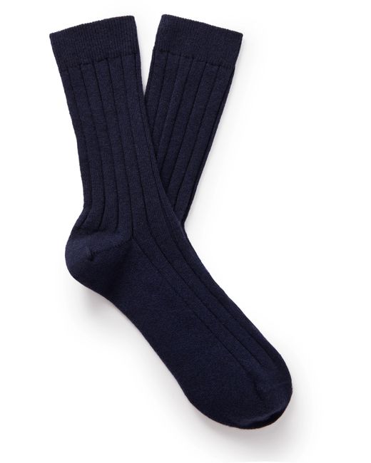 Johnstons of Elgin Ribbed Cashmere-Blend Socks
