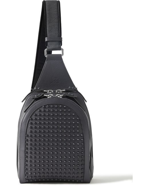 Christian Louboutin Loubifunk Spiked Rubber-Trimmed Full-Grain Leather Sling Backpack
