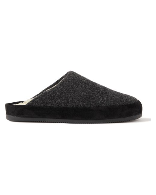 Mulo Suede-Trimmed Shearling-Lined Recycled-Wool Slippers