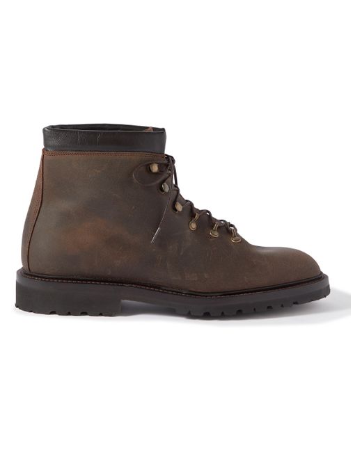 George Cleverley Ernest Shearling-Lined Waxed Roughout Suede Hiking Boots