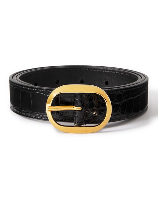 Tom Ford 3cm Croc-Effect Patent-Leather Belt