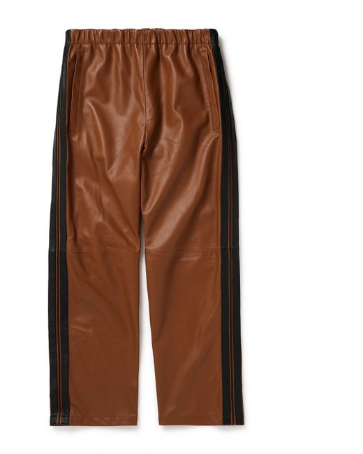 Marni Straight-Leg Striped Nappa Leather Trousers