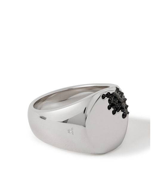 Tom Wood Molecule Rhodium-Plated Recycled Cubic Zirconia Signet Ring
