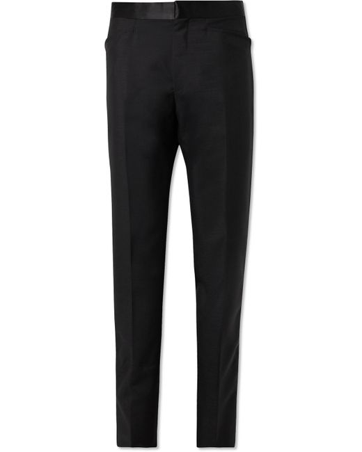 Tom Ford Slim-Fit Straight-Leg Satin-Trimmed Mohair and Wool-Blend Tuxedo Trousers