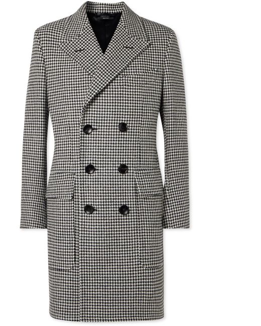 Tom Ford Slim-Fit Double-Breasted Houndstooth Wool Coat