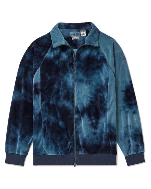 Blue Blue Japan Kagozome Tie-Dyed Cotton-Blend Velour Track Jacket